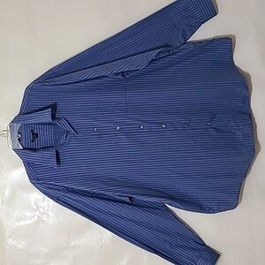 Van Heusen Studio‎ Men's Blue Striped Long Sleeve Button Up Shirt 3XLT 20-20.5